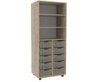 Flex-kast 2B hoog B70xD50xH180cm Grey Craft oak Tangara Groothandel voor de Kinderopvang